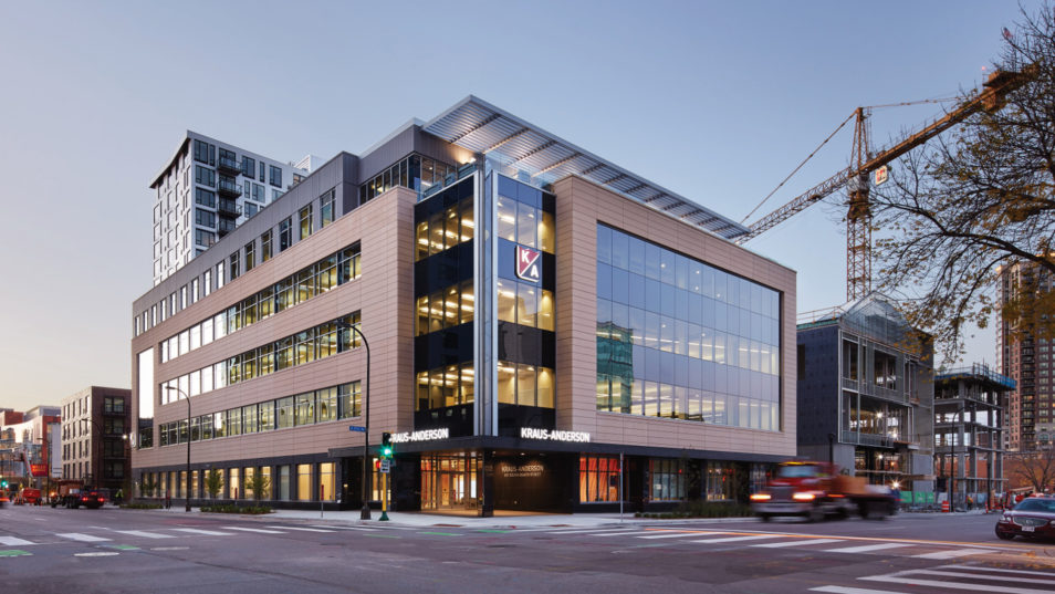 Kraus-Anderson Block KA Minneapolis Office Mpls Exterior Night View