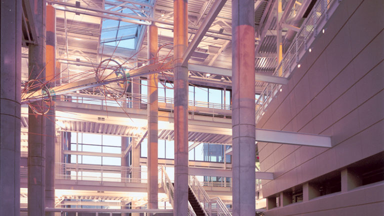 Main entrance lobby, ADC Telecommunications construction milestones Kraus-Anderson
