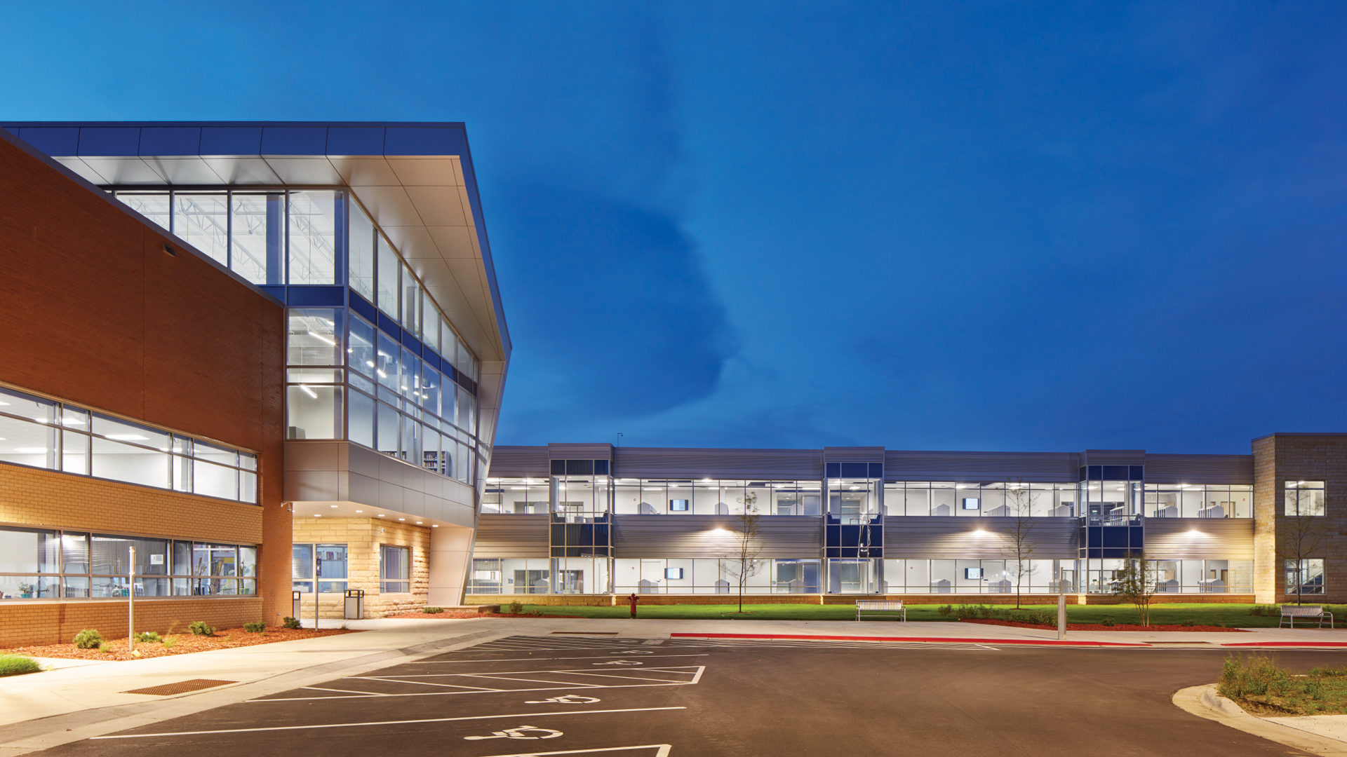 St Peter High St Peter MN Education Exterior Entrance Night Shot