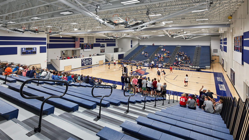 St Peter High St Peter MN Education Gymnasium Volleyball Game in Progress