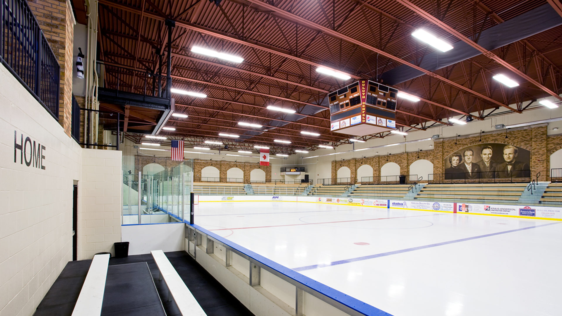 Duluth Heritage Sports Center Hockey Arena Interior Rink Highlighting photographic Mural