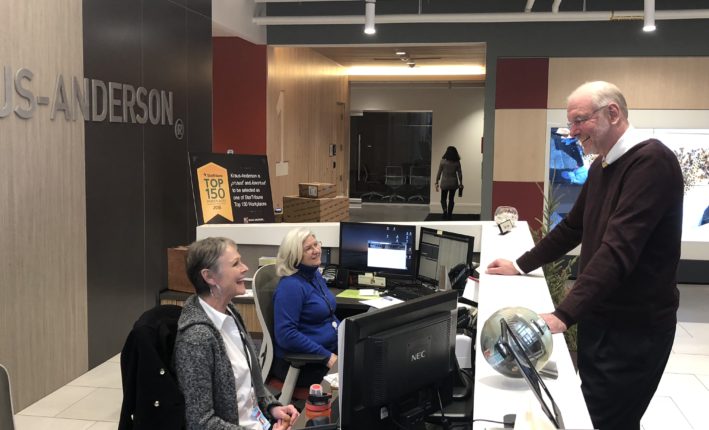 Therese Delie and Kathy James at the KA Twin Cities front desk