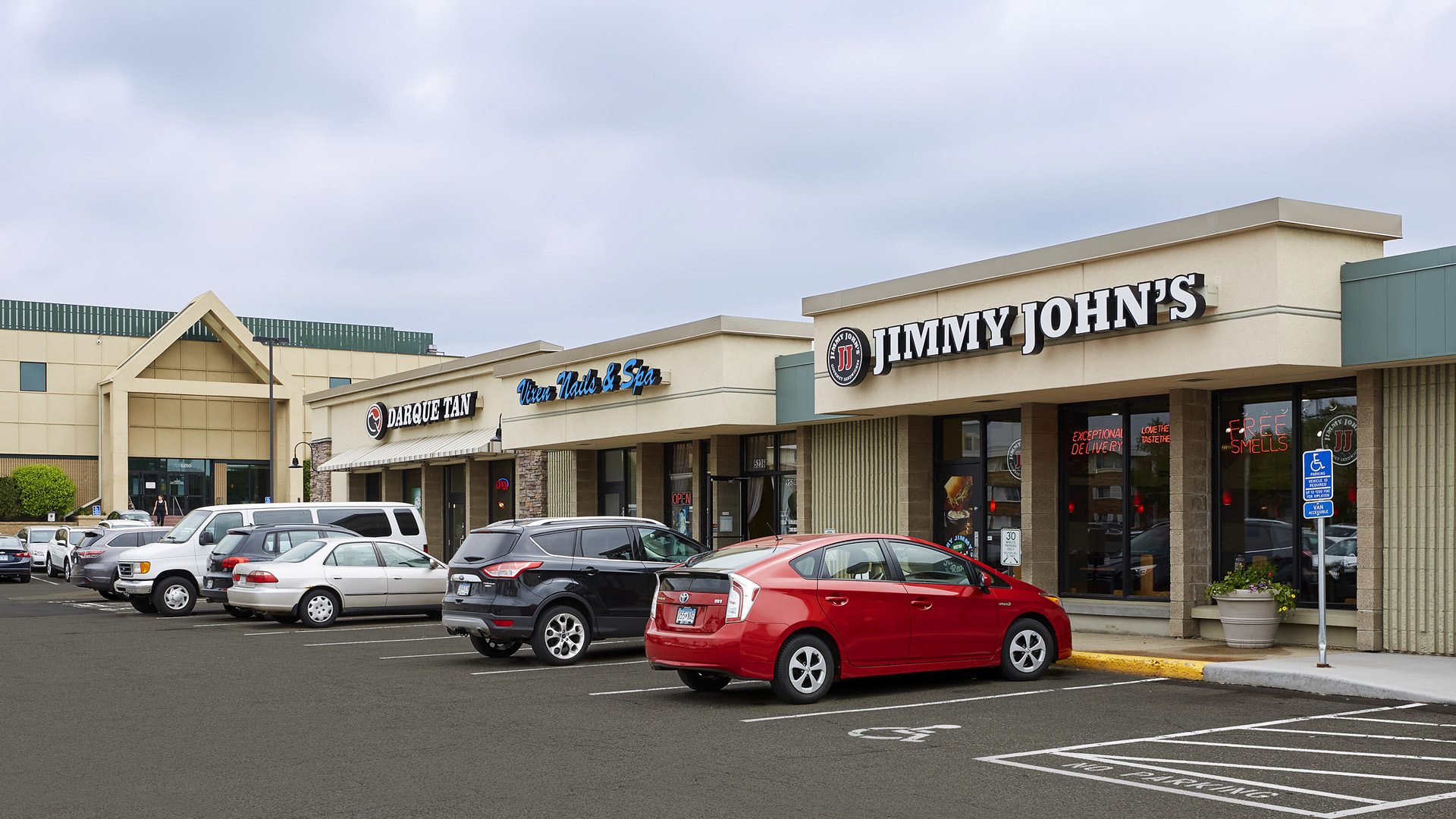 Normandale Retail Shopping Center Bloomington MN exterior view featuring Jimmy Johns