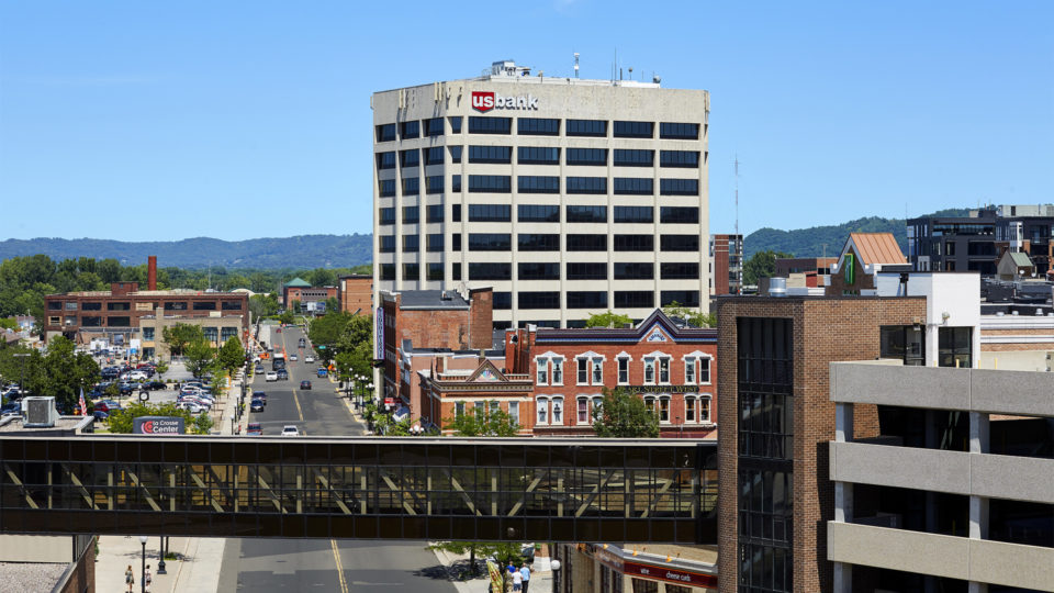 US Bank Place office Building LaCrosse WI Shot from skyway