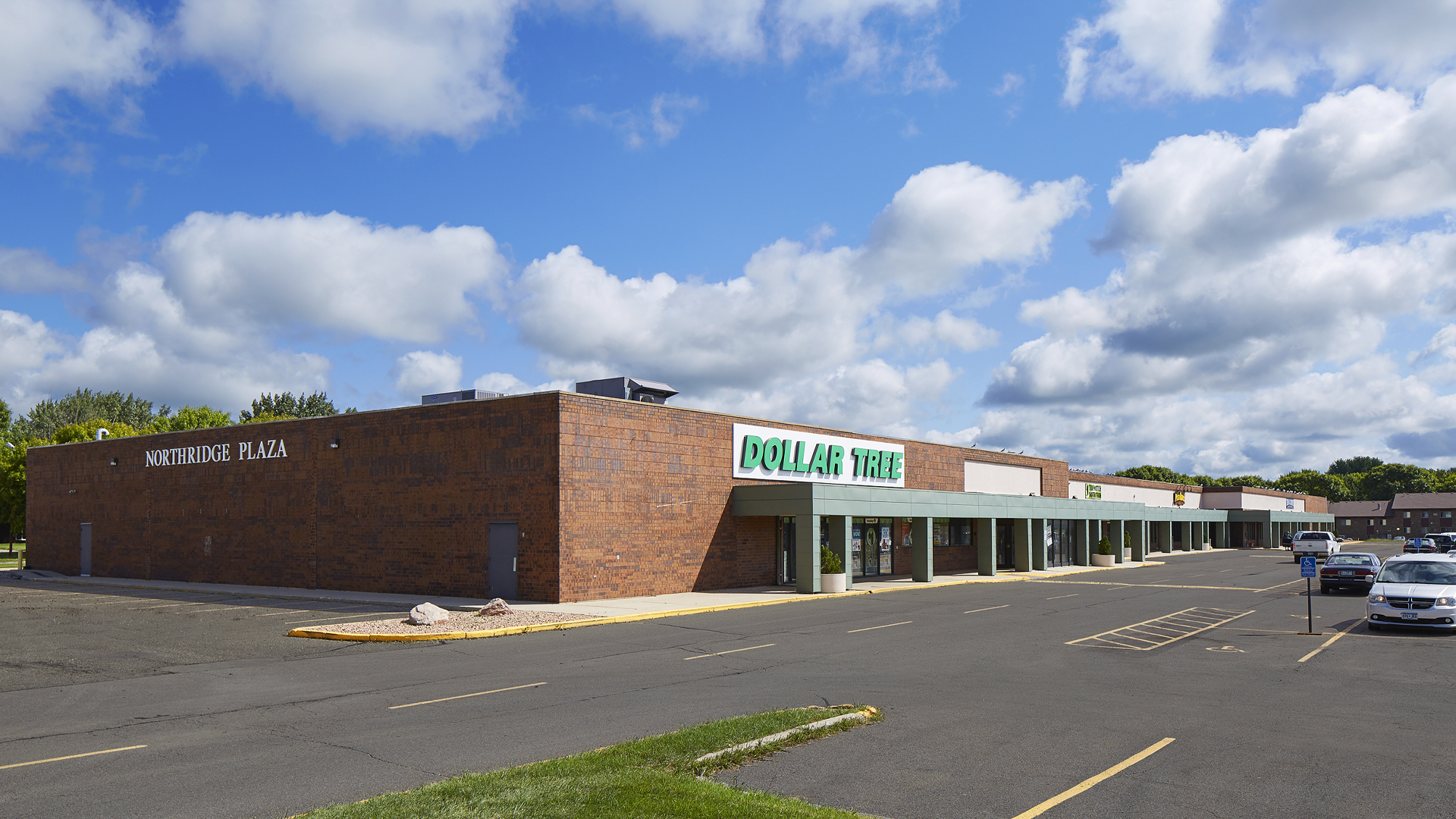 Northridge Plaza Retail Shopping Center Waseca MN exterior featuring Dollar Tree