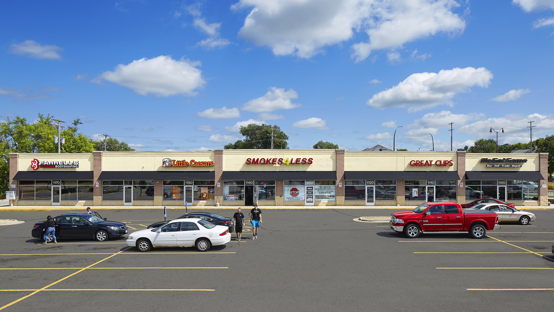 Riverfront Retail Shopping Center Mankato MN strip front elevation