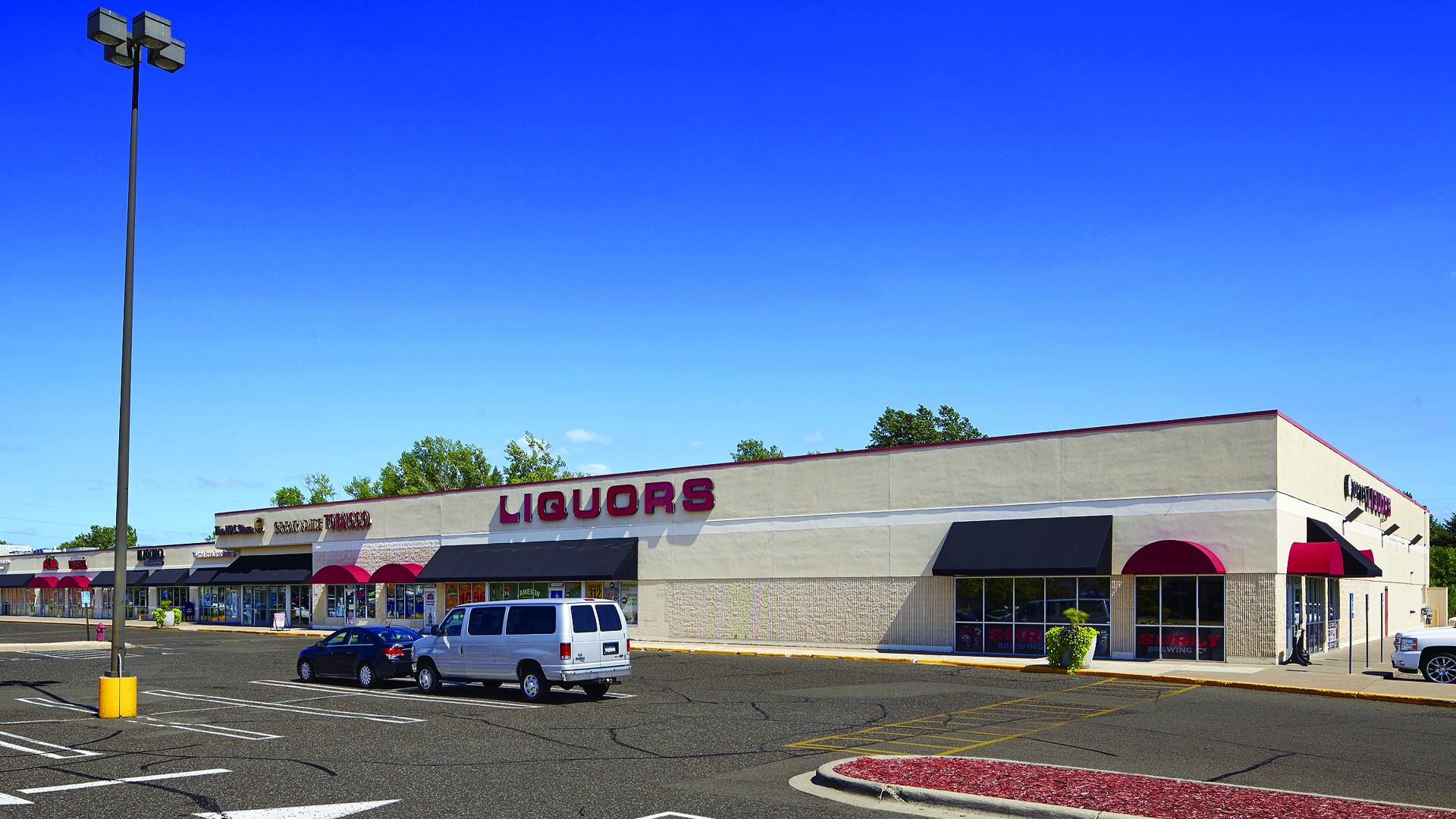 Blaine Town Shopping Center Blaine MN close up of anchor liquor store