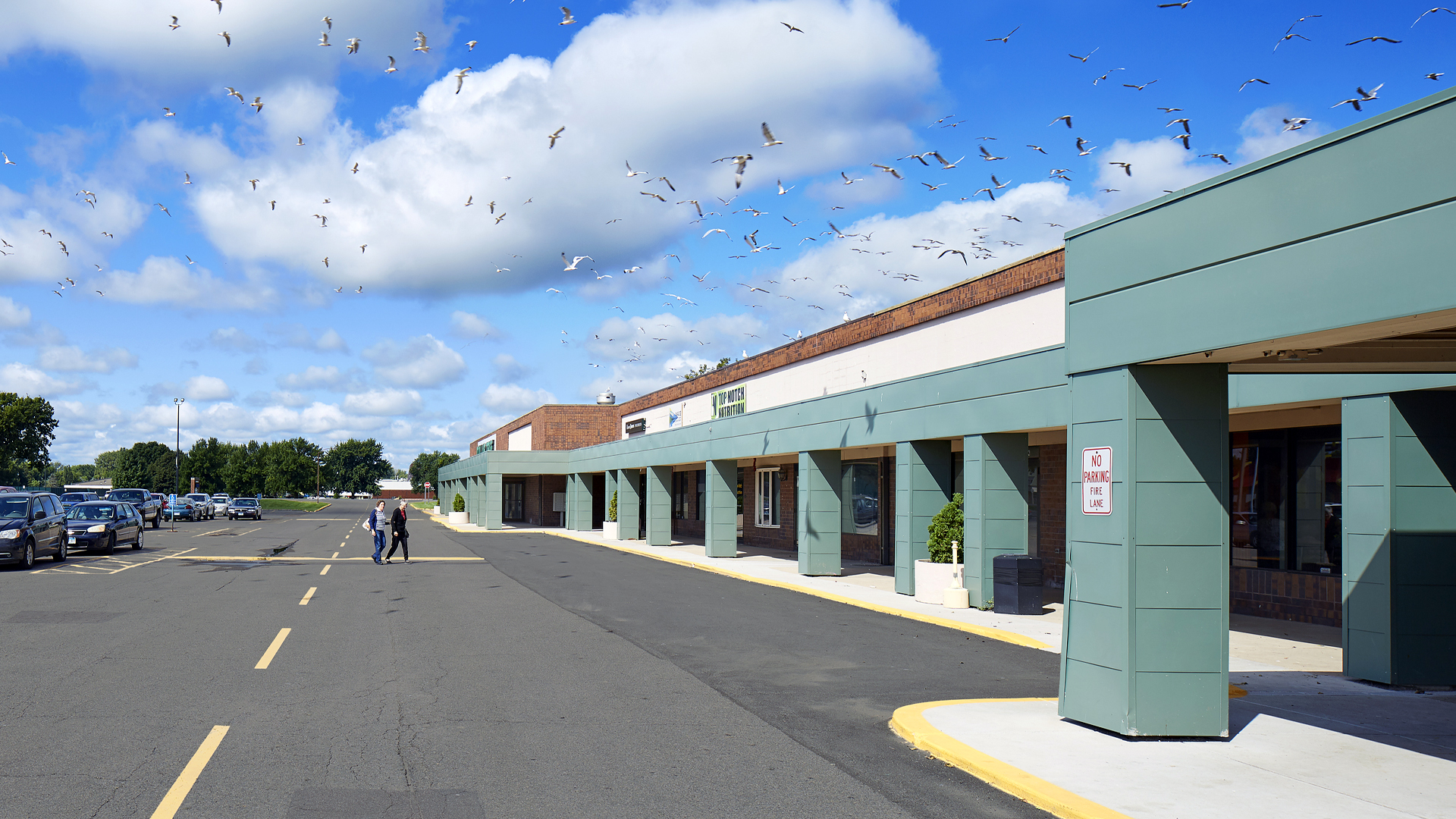 Northridge Plaza Retail Shopping Center Waseca MN exterior featuring store awnings