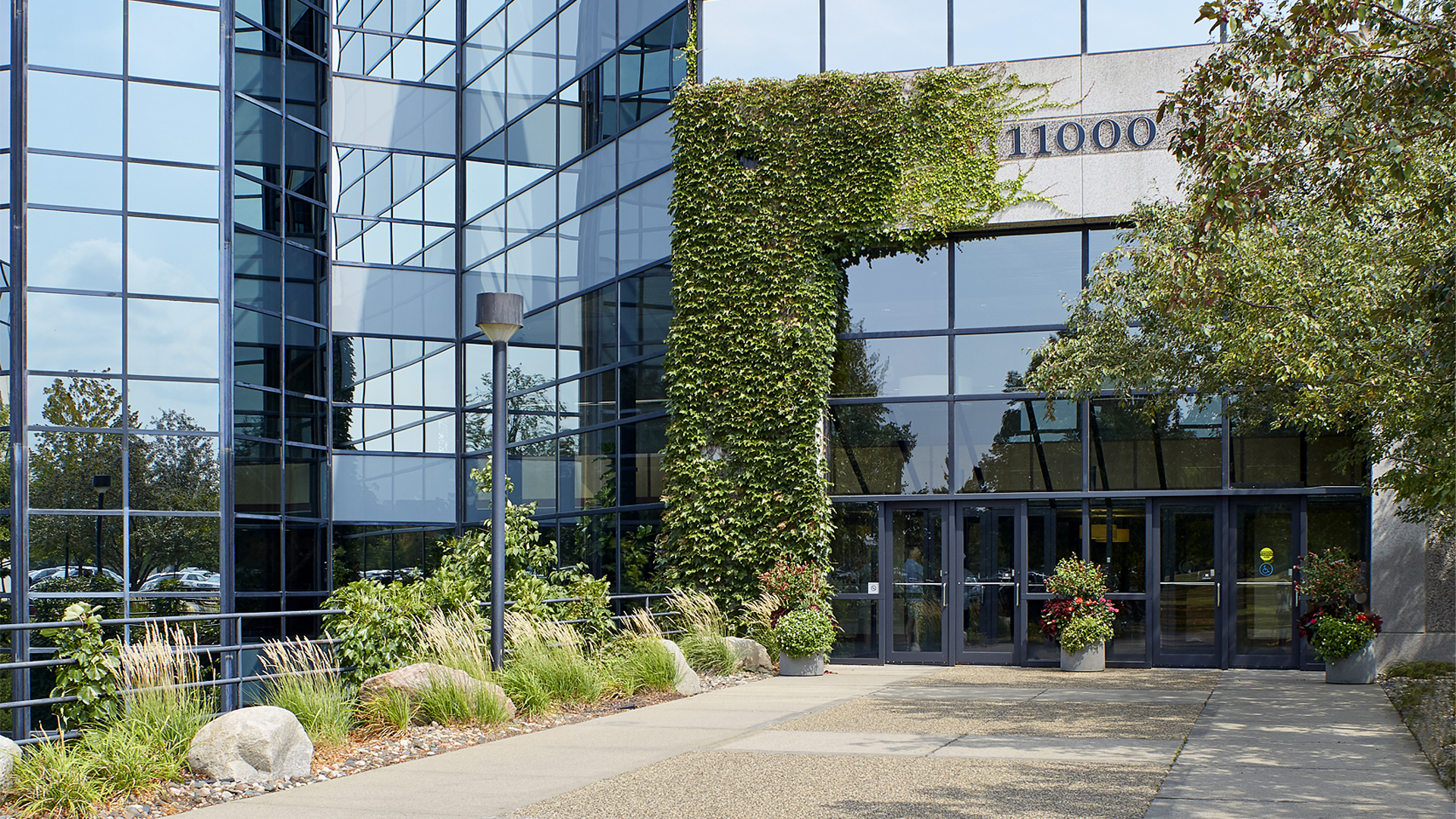 Prairie Lakes Corporate Center I and II office building exterior 11000 entrance view