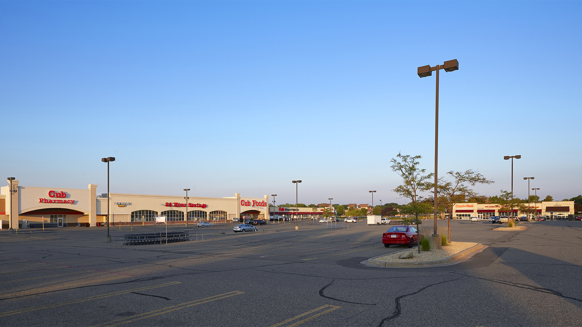 Rosemount Village Shopping Center Rosemount MN View of entire center from parking lot