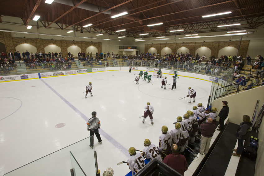 Hockey game at Duluth Heritage Sports Center, another project of Kraus-Anderson Duluth construction