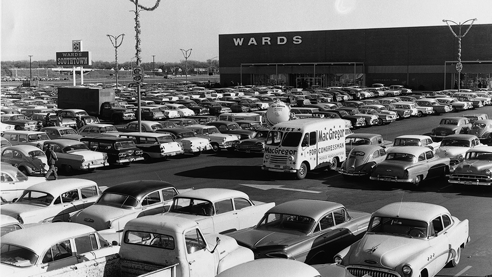 Filled parking lot at Southtown Shopping Center opening day Nov. 3, 1960. Southtown 60 years