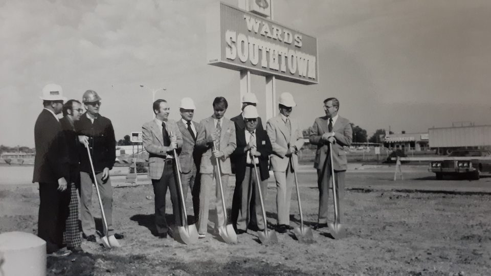 Breaking ground for expansion under the Wards Southtown sign in 1970. Southtown 60 years