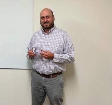 Aaron Zabel with Core Value Award