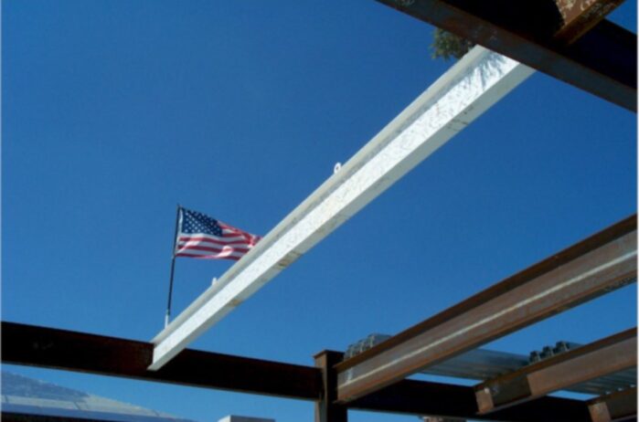 American Flag on a construction site