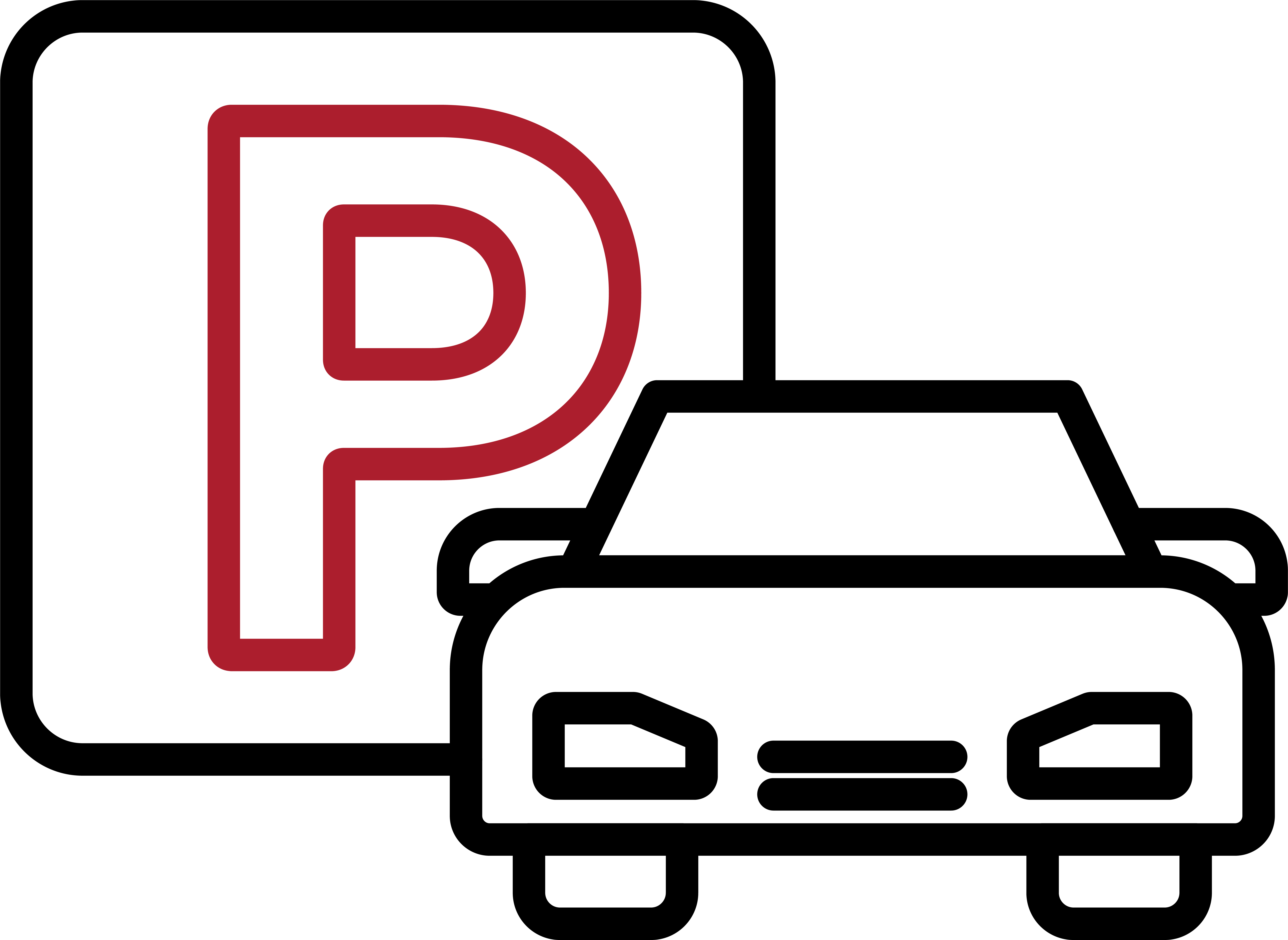 car with P parking sign icon