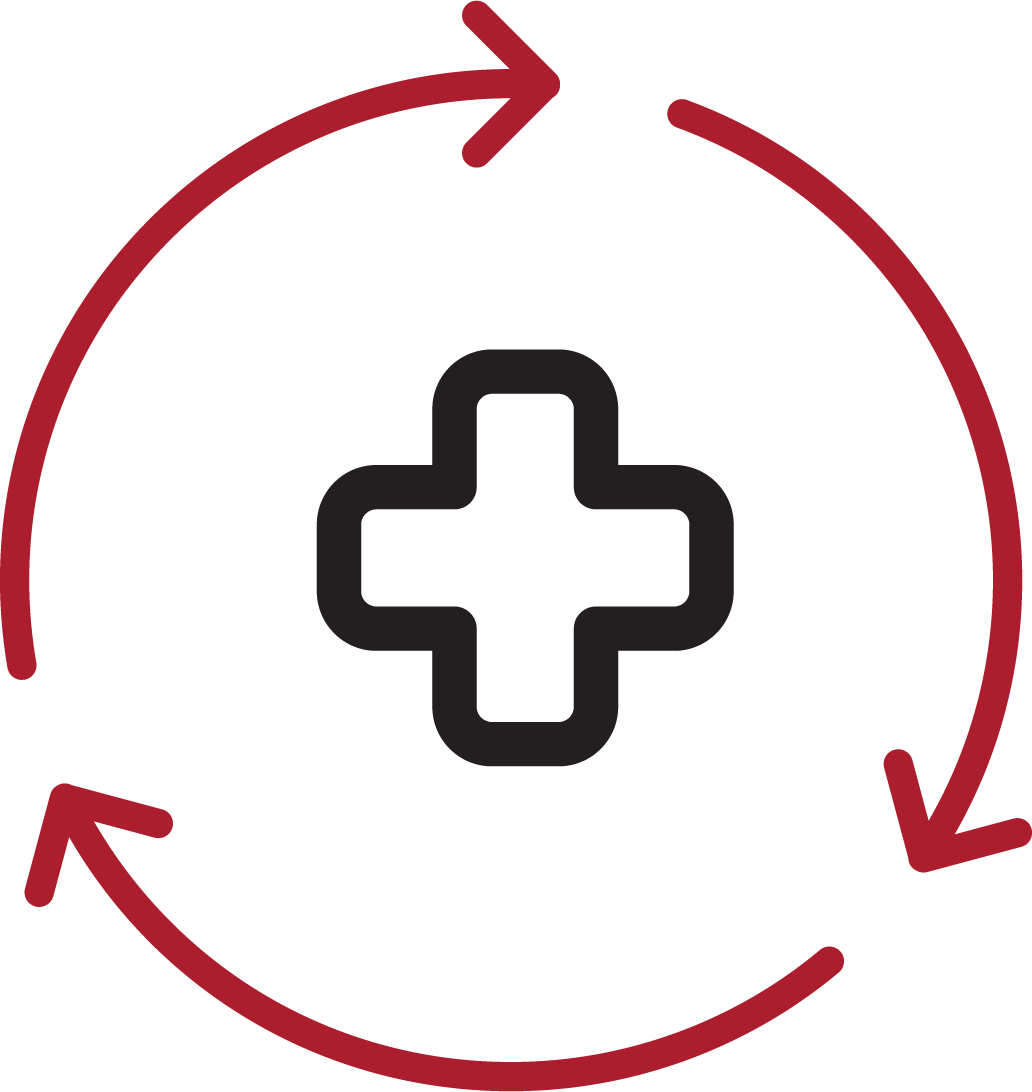 circle with arrow and a plus sign in the middle