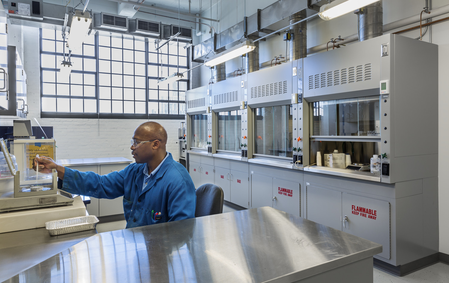 "Phase 1: historical remodel of 82,374 s.f./3-story and 88,266 s.f./5-story administrative campus building for lab space. HCM Architects."