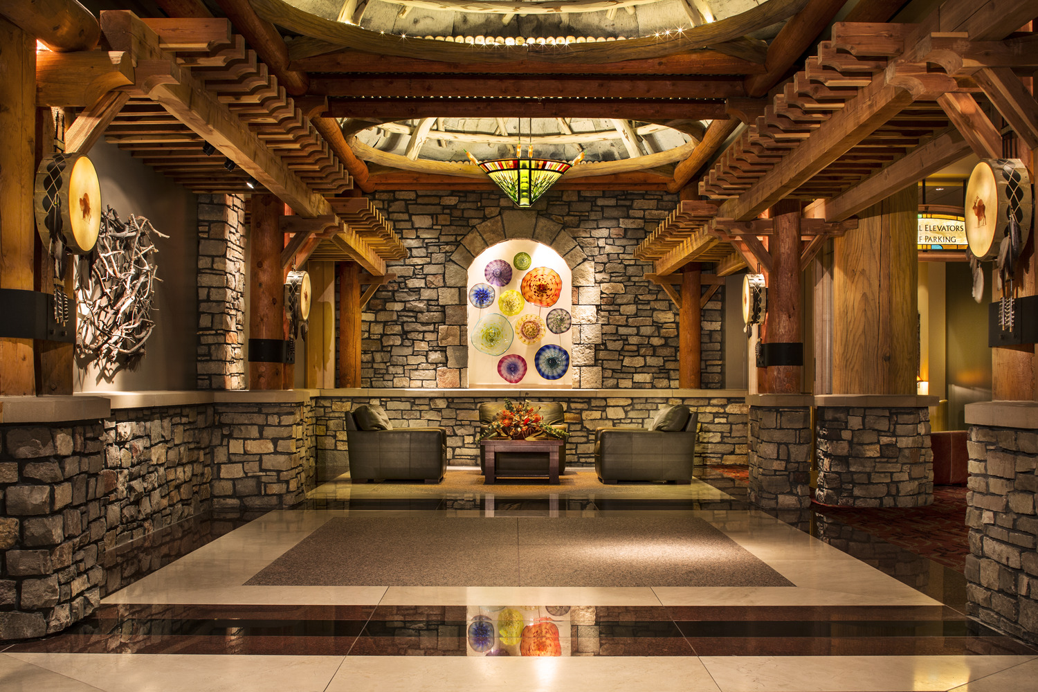 "Kraus-Anderson recently completed a 9-story, 251-key hotel expansion, the addition of a 53,000 s.f. event center, and a 15,000 s.f.Hard Rock Cafe to the Four Winds Casino Hotel complex. A skyway bridge was also created to connect the casino, hotel, and event center together."