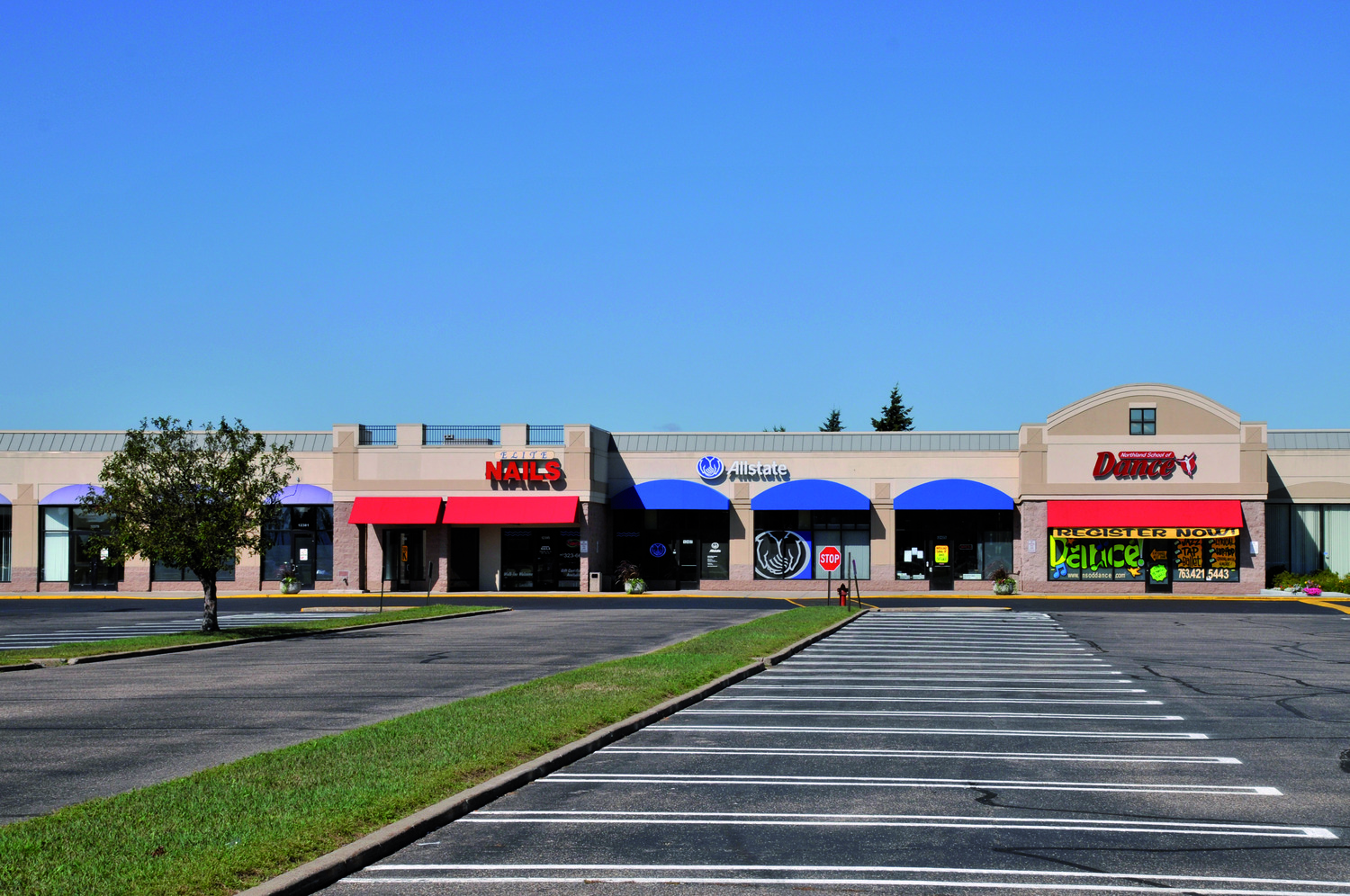 Shopping center in Champlin Park, Minnesota.