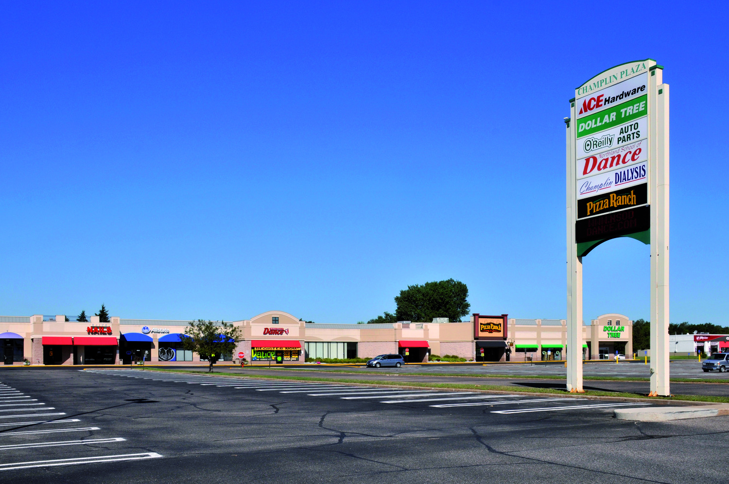 Shopping center in Champlin Park, Minnesota.