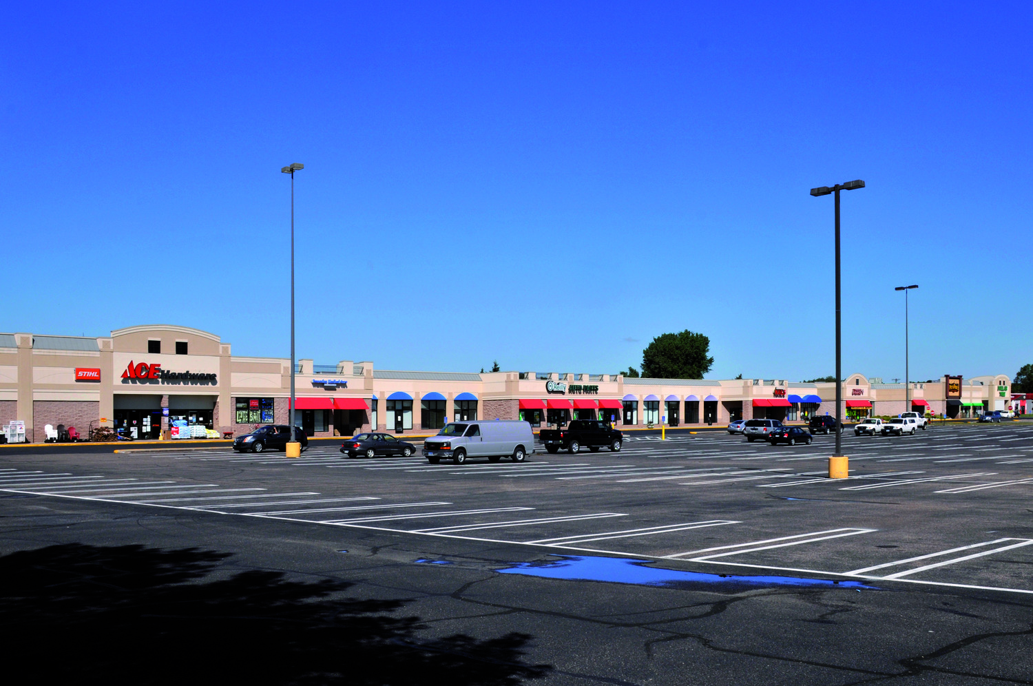 Shopping center in Champlin Park, Minnesota.