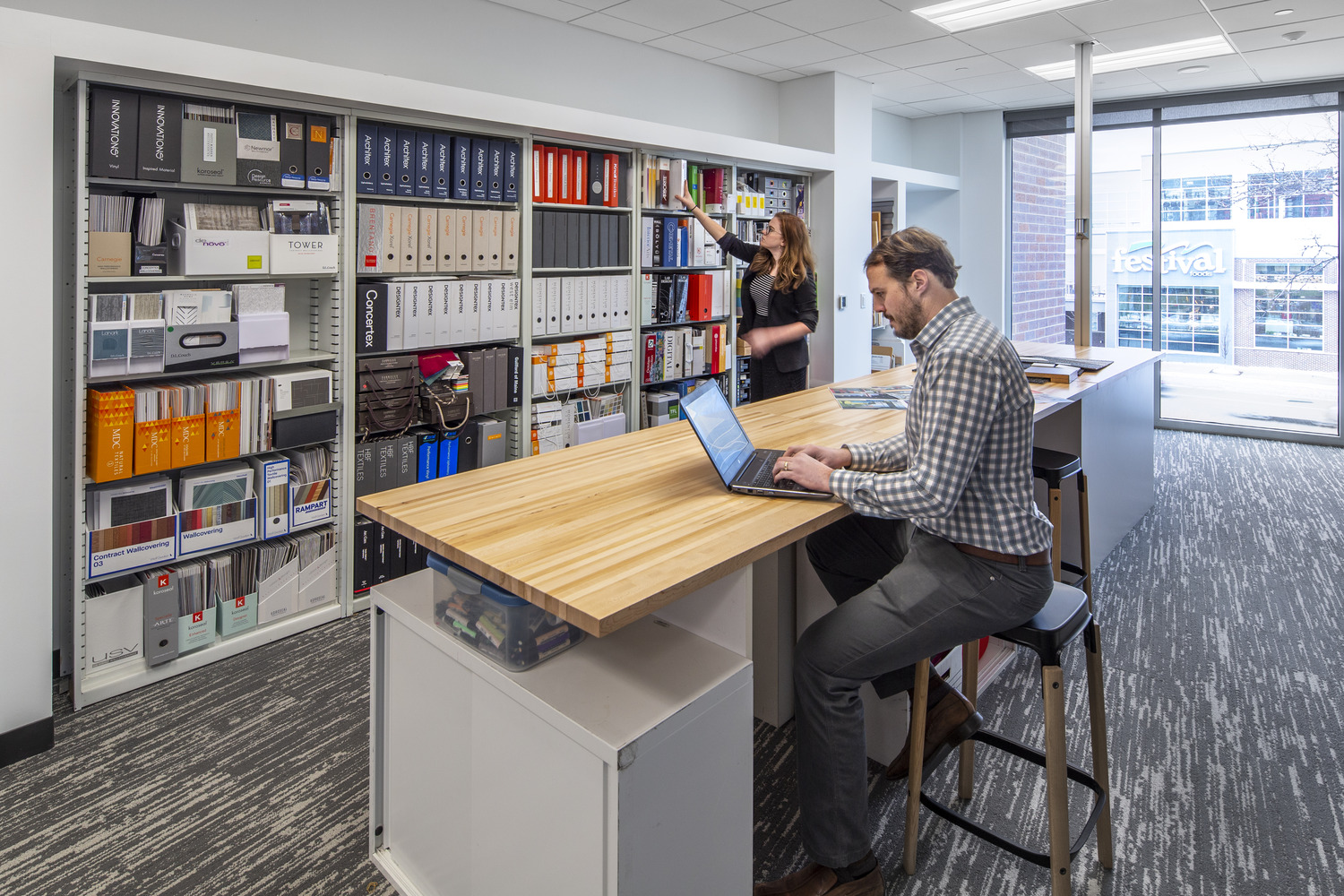 9,000 SF Class A office build out consisting of reception area, conference rooms, work cafe, design lab, work room, and open office areas