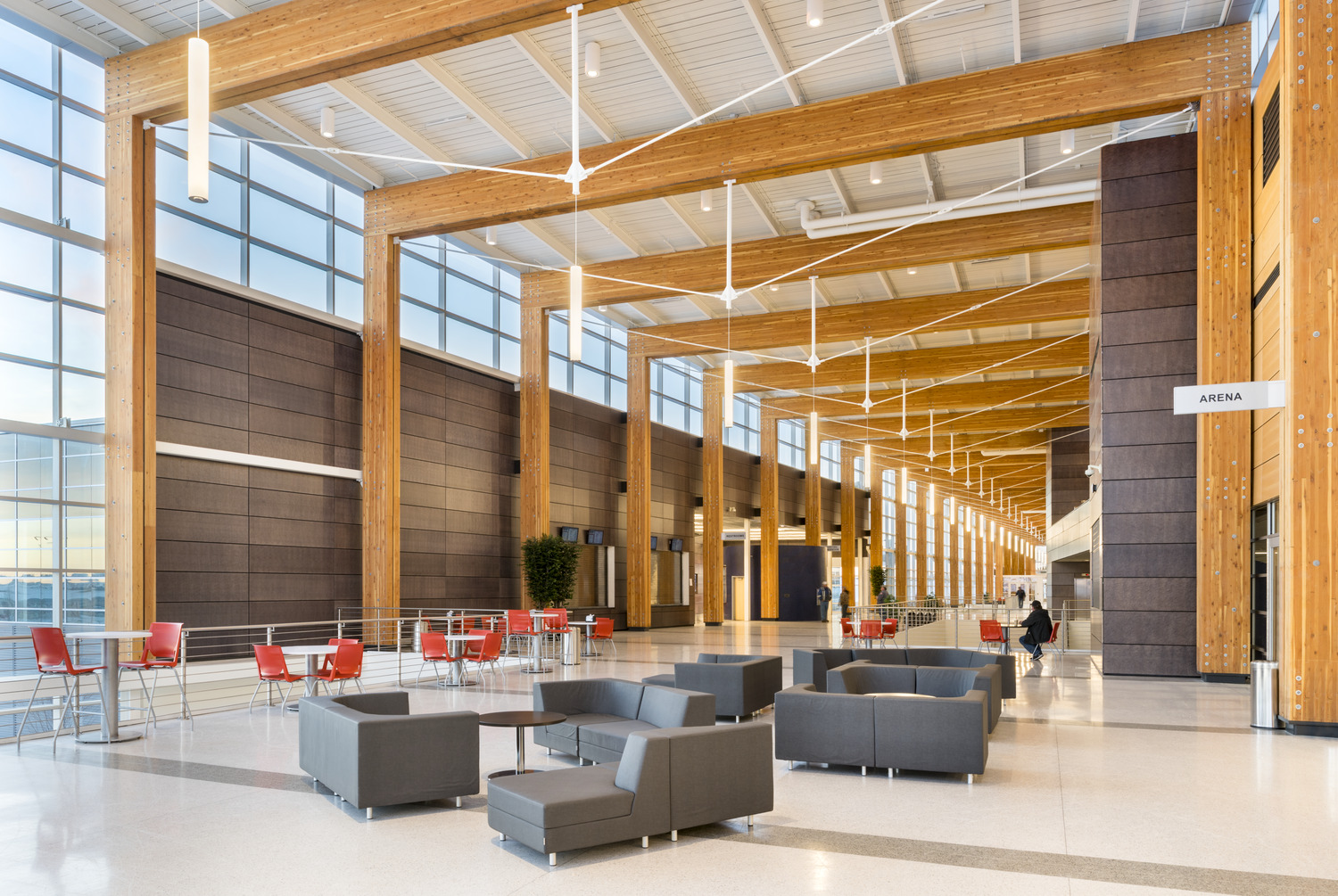 262,000 SF new events center including a hockey/ice arena (2 sheets of ice), a sports arena/field house, aquatic center with competitive pool, convention center, a basketball arena, and administrative/support areas